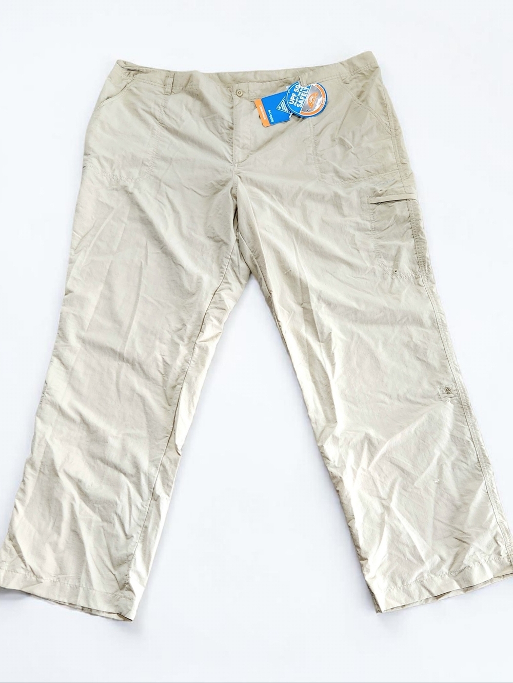 Columbia Omni Shade PFG Pant Womens 24 Regular Beige UPF 50 46x31 Straight Leg